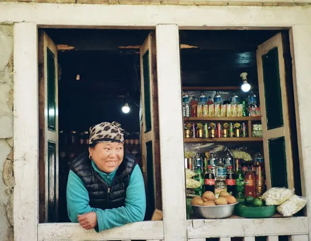 Mid-journey tea stop with mountain views in Nepal